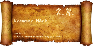 Kremser Márk névjegykártya